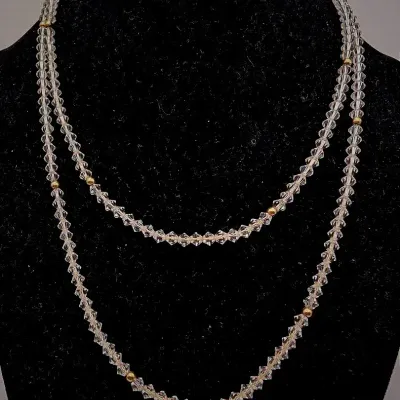 Sale Photo Thumbnail #84: Clear Crystal Bicone Beaded Necklace  