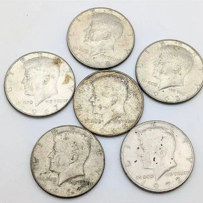 Sale Photo Thumbnail #111: Six Half Dollar Coins