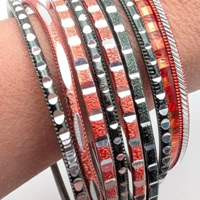 Sale Photo Thumbnail #123: Black and Orange Metal Bangle Bracelet Lot