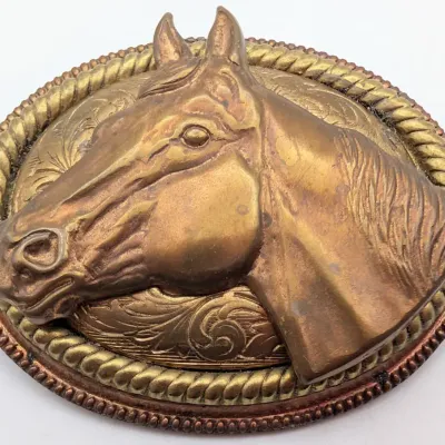Sale Photo Thumbnail #98: Vintage Copper/Brass Horse Head Brooch