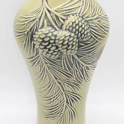 Sale Photo Thumbnail #135: Rookwood Pottery Pinecone High Relif Vase Signed 2012
