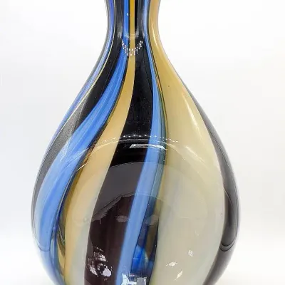 Sale Photo Thumbnail #173: Crate and Barrel Tavira Polish Glass Dimpled Striped Vase