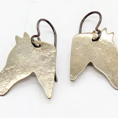Sale Photo Thumbnail #219: Silver Tone Horse Head Pierced Earrings