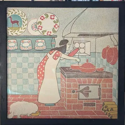 Sale Photo Thumbnail #177: Joseph Olbrich "Little Princess in the Kitchen" Framed Print Es War Enimal #4