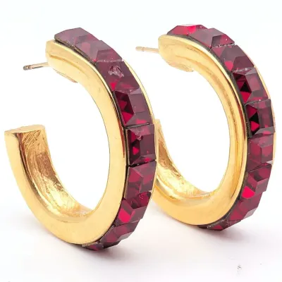 Sale Photo Thumbnail #92: Vintage Red Givenchy Hoop Pierced Earrings