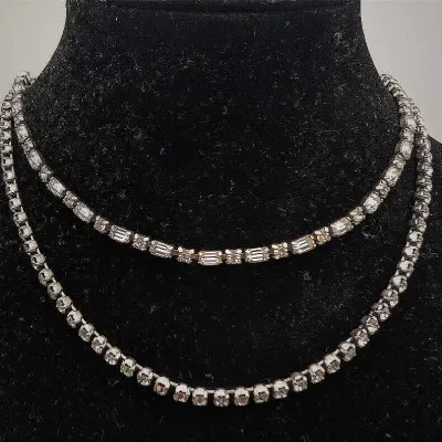 Sale Photo Thumbnail #56: Two Vintage Rhinestone Necklaces