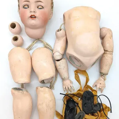 Sale Photo Thumbnail #145: Antique Simon Halbig Doll Pieces | Porcelain Head | Composition Body