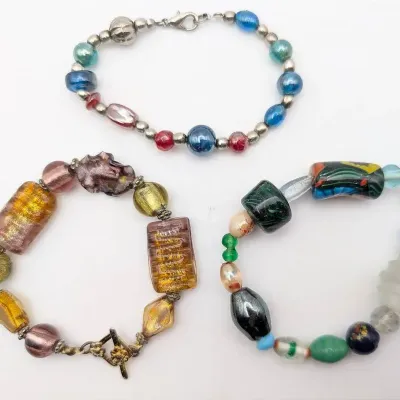 Sale Photo Thumbnail #96: Trio of Glass Beaded Bracelets