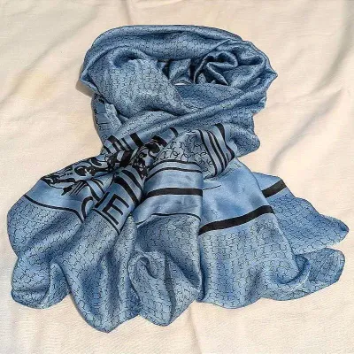 Sale Photo Thumbnail #318: Blue and Black Silk Chanel Scarf
