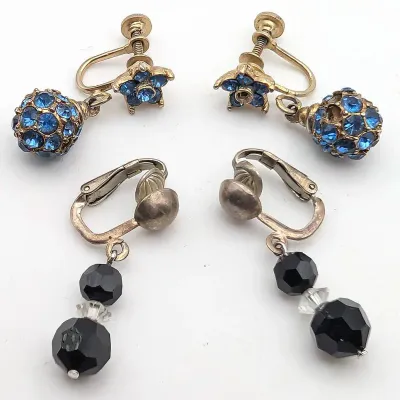 Sale Photo Thumbnail #130: Two Pairs of Vintage Clip On Earrings 
