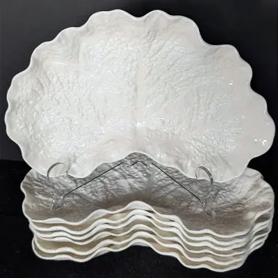 Sale Photo Thumbnail #165: White Spode Lettuce Leaf Plates