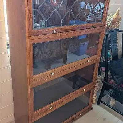 Sale Photo Thumbnail #305: Barrister Style Bookcase with Lead Glass Detail
