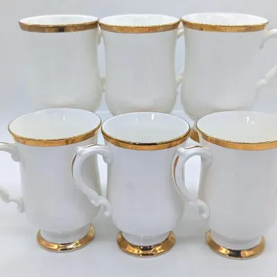 Sale Photo Thumbnail #162: Six Royal Victoria Bone China Made in England White Coffee Cups