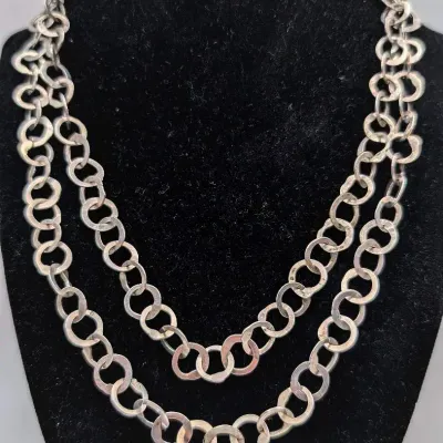 Sale Photo Thumbnail #71: Long Sterling Silver Ring Necklace  