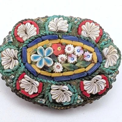 Sale Photo Thumbnail #74: Vintage Micro Mosaic Brooch Made in Italy