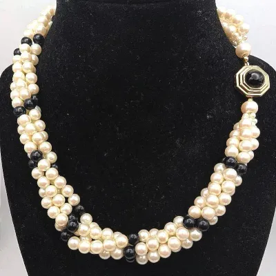 Sale Photo Thumbnail #13: Multi Strand Faux Pearl Necklace