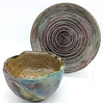 Sale Photo Thumbnail #205: Handmade Pottery Plate and Bowl by Cincinnati Artist