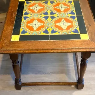 Tile Top, Wood Trim Table