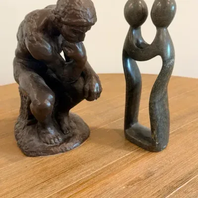 Figurines, Thinking Man And Couple Dark Color Figurine