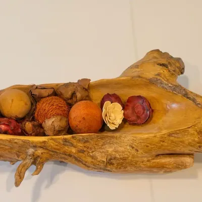 Carved Wood Log Display Holder