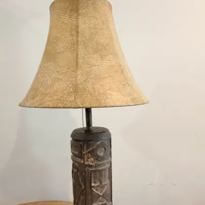 Mid Century Geographic, Relief Carved Lamp