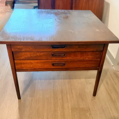 Wooden Three Drawer Side Table