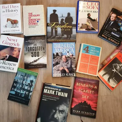 14 Various American Themed Including Fiction And Non Fiction Books 