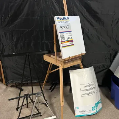 MEEDEN Acrylic Painting Set with 4 Easels, Paints, Brushes & Canvas Supplies