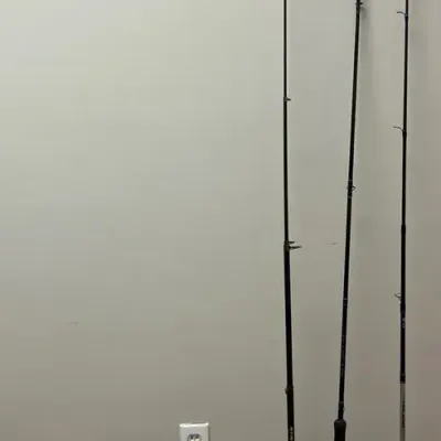 3 Fishing Rods & Reels with Tackle, Lures, Line & Cricket Bucket