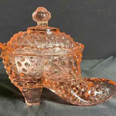 Pink Hobnail Candy Dish And Bouquet Holder