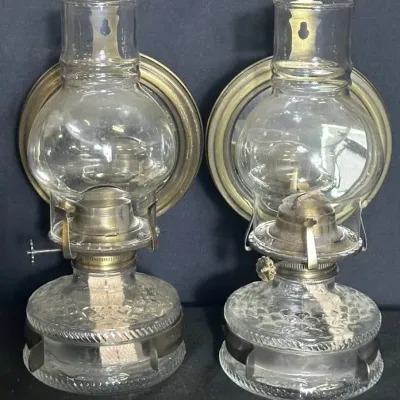 Wall Mounted Oil Lamp Pair