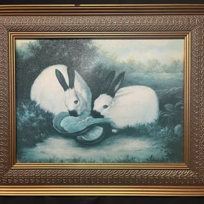 Two Himalayan Rabbits (textured Print) 