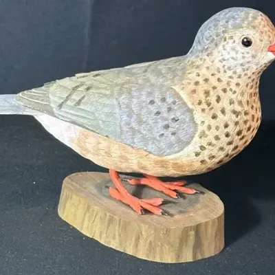 Hand Carved And Painted Wooden Diamond Dove #16