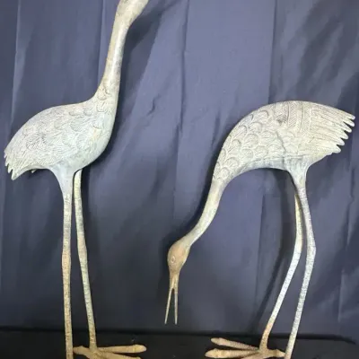 Metal Garden Crane Pair