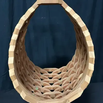 Geometric Teardrop Wooden Lattice Basket
