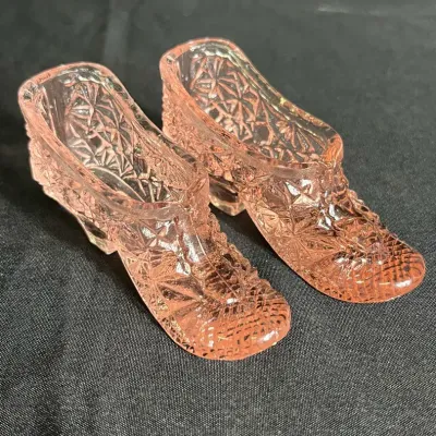 Pink Depression Glass Mini Slippers 
