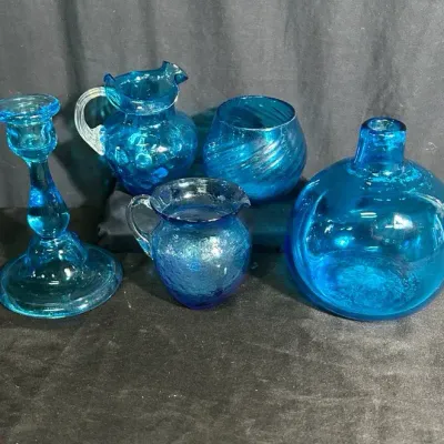 Assorted Aqua Blue Art Glass – 5 Pieces