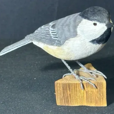 Hand Carved And Painted Wooden Black Capped Chickadee #15