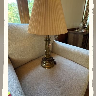 Sale Photo Thumbnail #17: Vintage brass lamp and shade 
