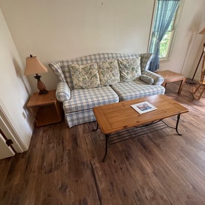 Sale Photo Thumbnail #27: Blue plaid sofa 
