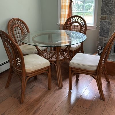 Sale Photo Thumbnail #8: 48” Rattan table and 4 chairs