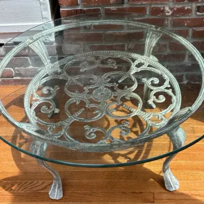 Wrought Iron Coffee Table with Glass Top(removable) 