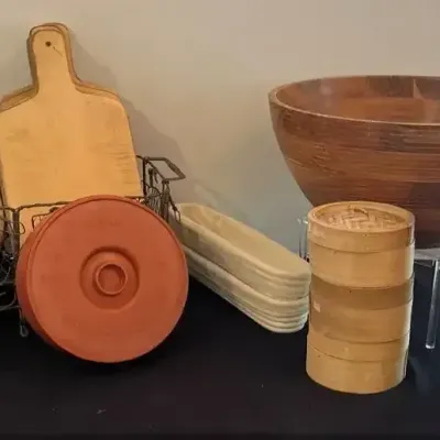 Cutting Boards, Trivets, Serving Bowl, Bamboo Steamers