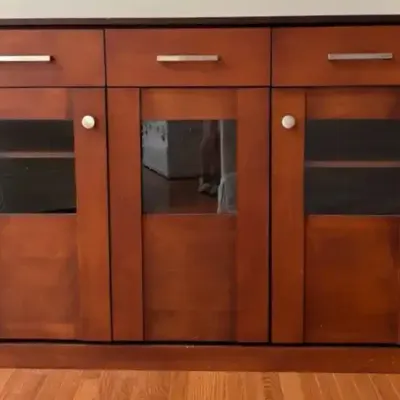 Wood Storage Cabinet with Drawers and Shelves 