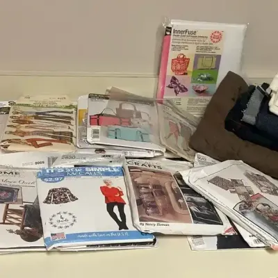 Vintage Sewing Patterns & Fabric Mystery Lot