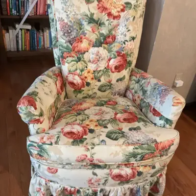 Floral Chair And Ottoman