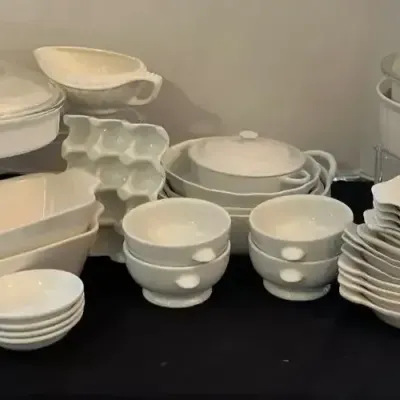 White Corningware Serving Pieces