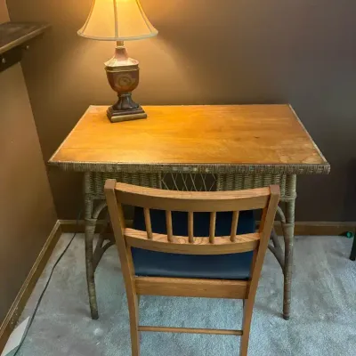 Desk, Chair and Lamp