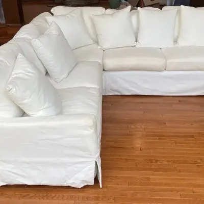 White Sectional Slip Cover Down 