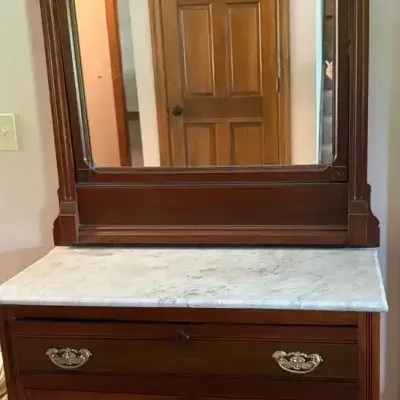 Old Marble Top Dresser with Mirror 